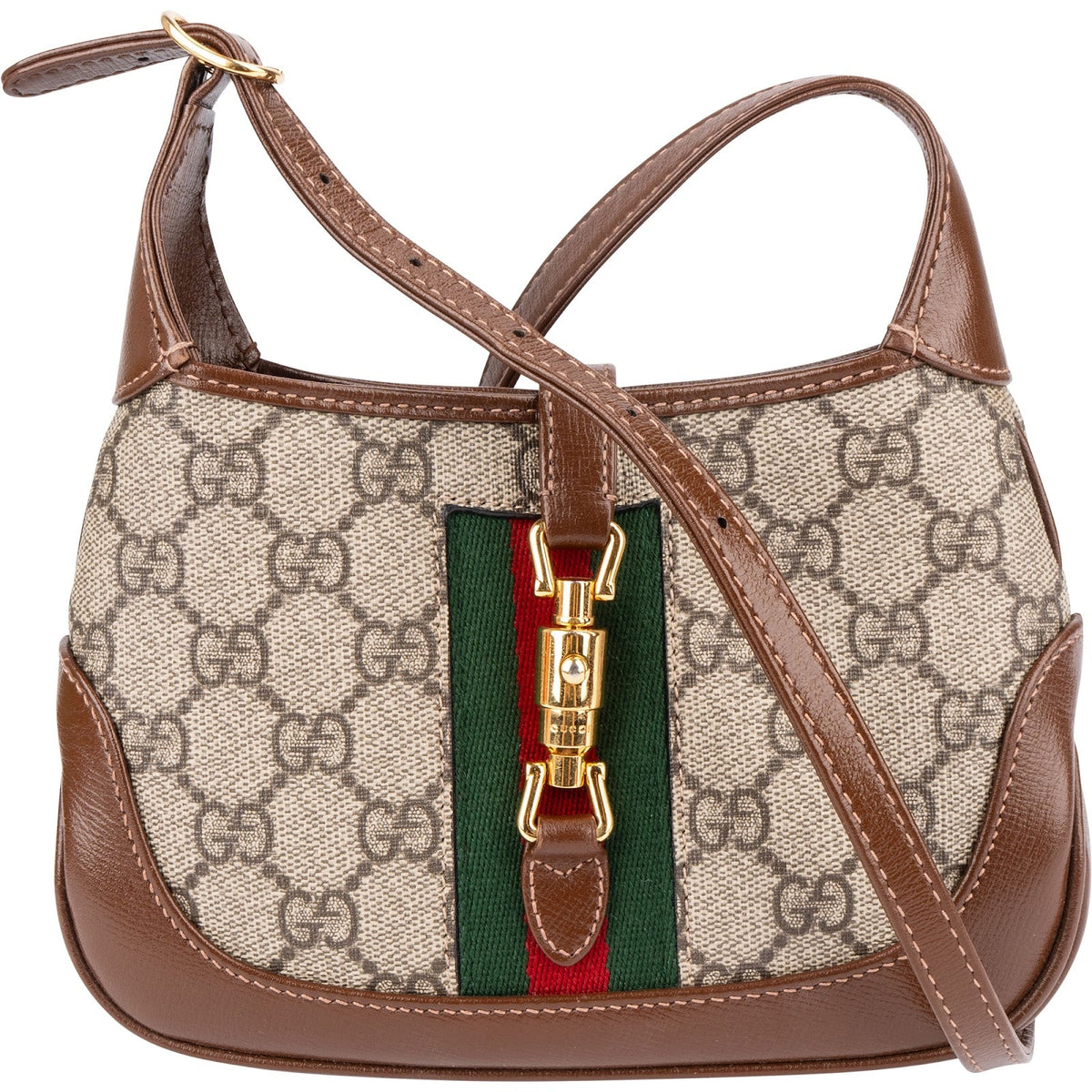 Gucci Monogram GG Supreme Canvas Jackie 1961 Web Mini Crossbody Bag