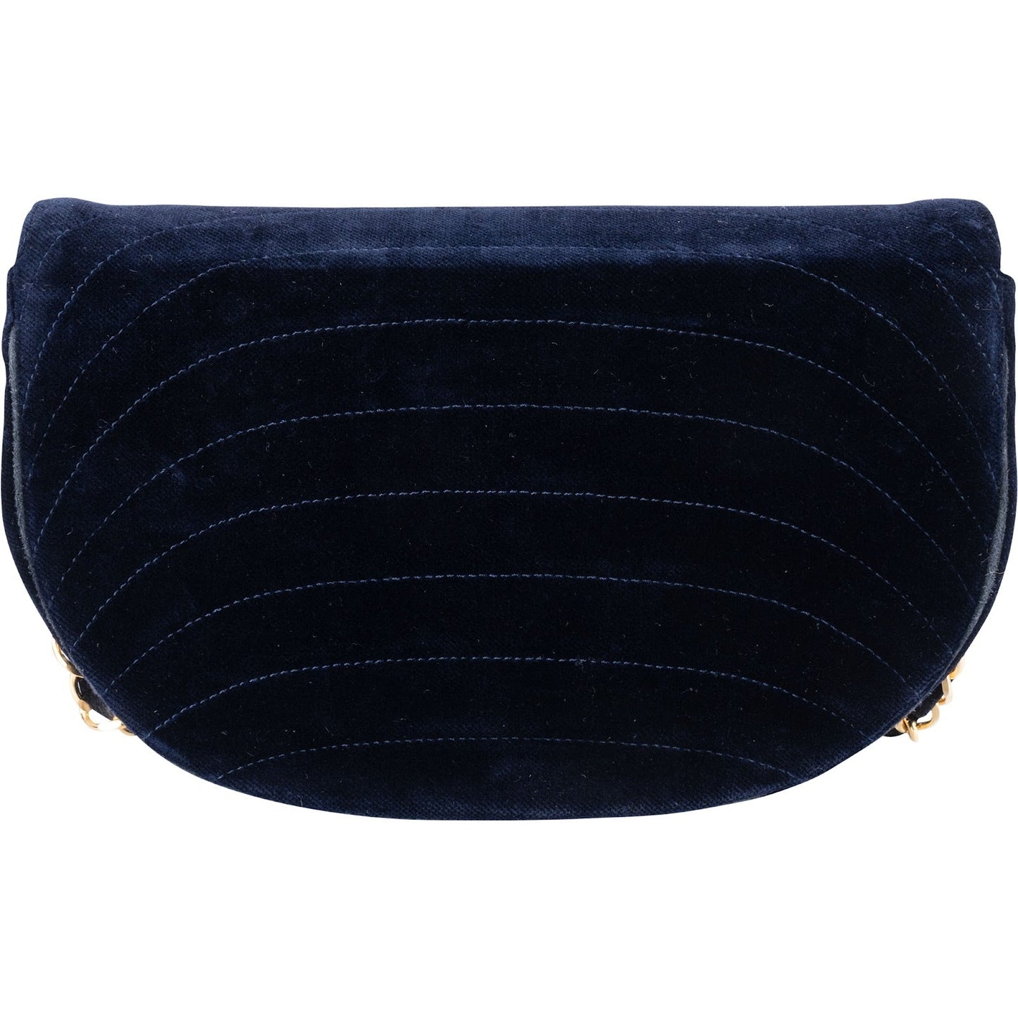 Chanel Chevron Velvet Half Moon Single Flap Crossbody Bag