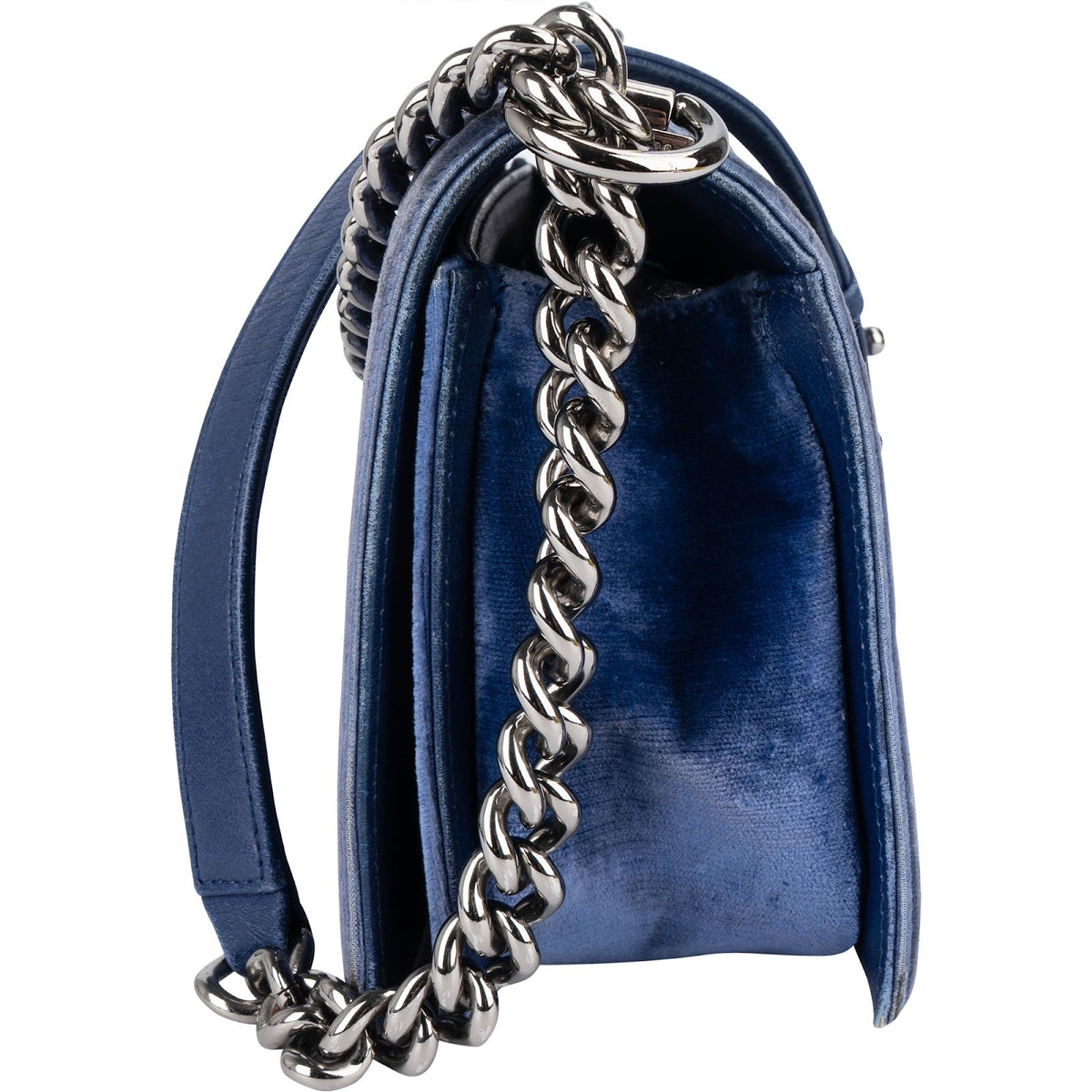 Chanel Blue Velvet Medium Boy Crossbody Bag
