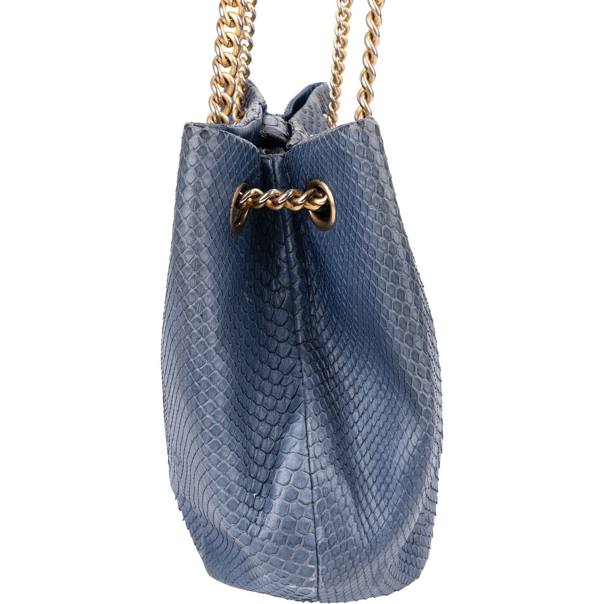 Chanel Bleu Python CC Shopping Tote Shoulder Bag