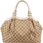 Gucci Monogram GG Canvas Metallic Leather Sukey Handbag