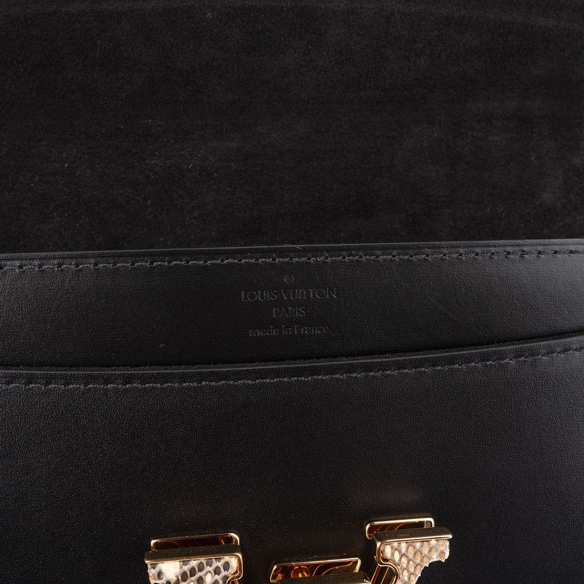 Louis Vuitton Noir Boxcalf Python Leather LV Louise GM Crossbody Bag