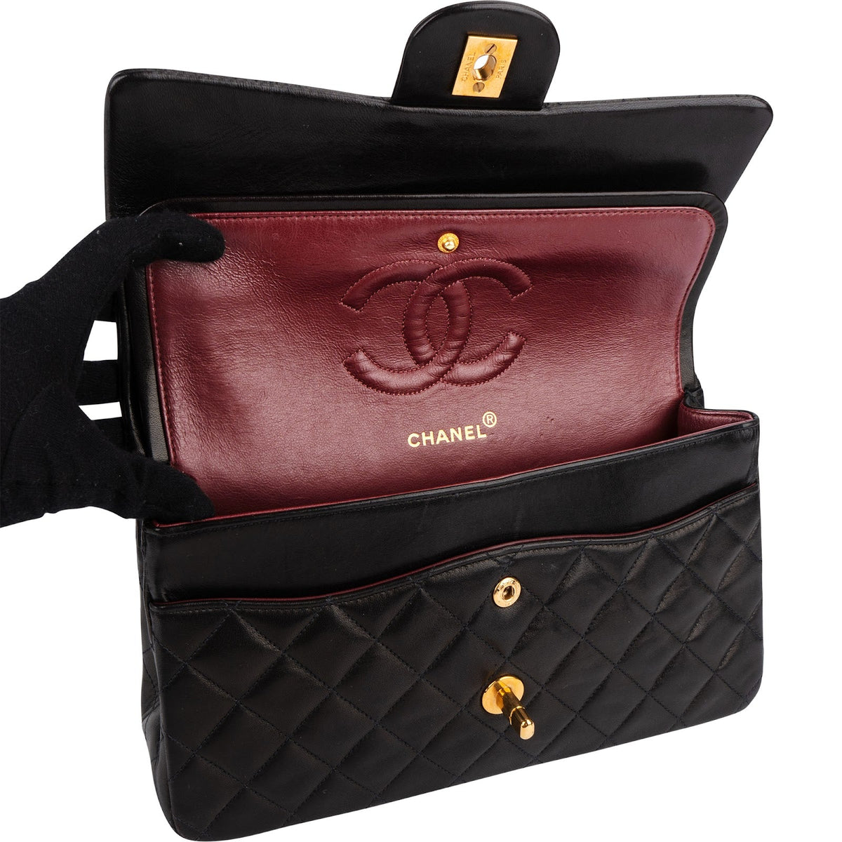 Chanel Quilted Lambskin 24K Gold Medium Double Flap Shoulder Bag