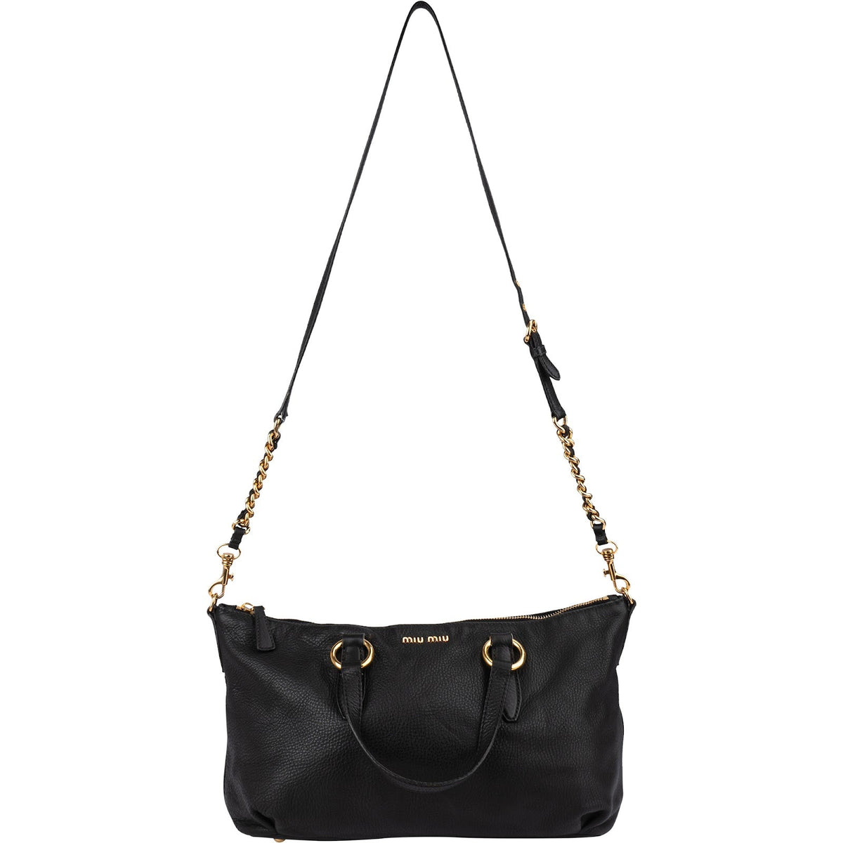 Miu Miu Black leather Vitello Lux Daino Handbag