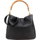 Gucci Bamboo Handle aus schwarzem Leder – Vorderansicht