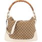 Gucci Monogram GG Canvas Bamboo Hobo Shoulder Bag