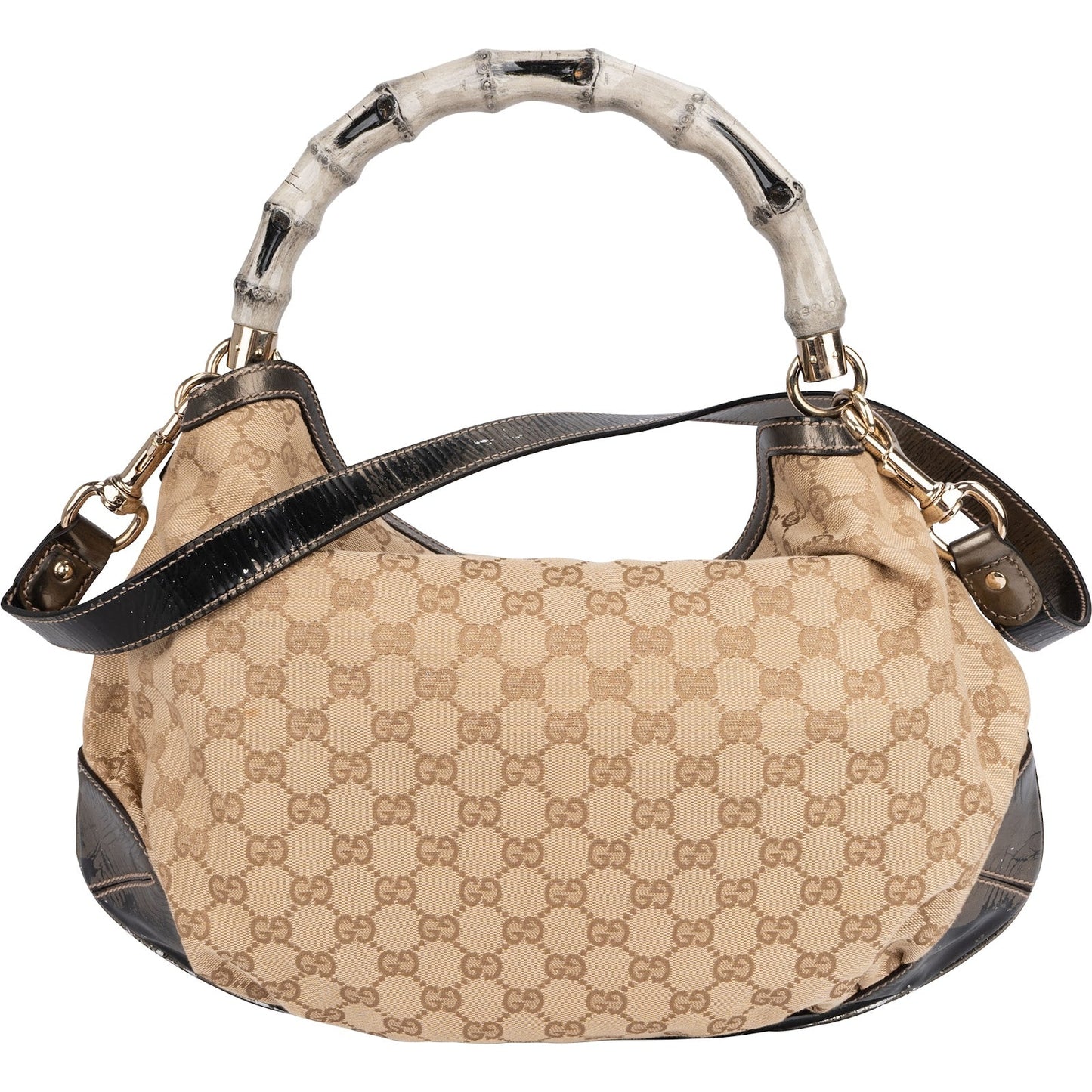 Gucci Monogram GG Bamboo Handle Shoulder Bag