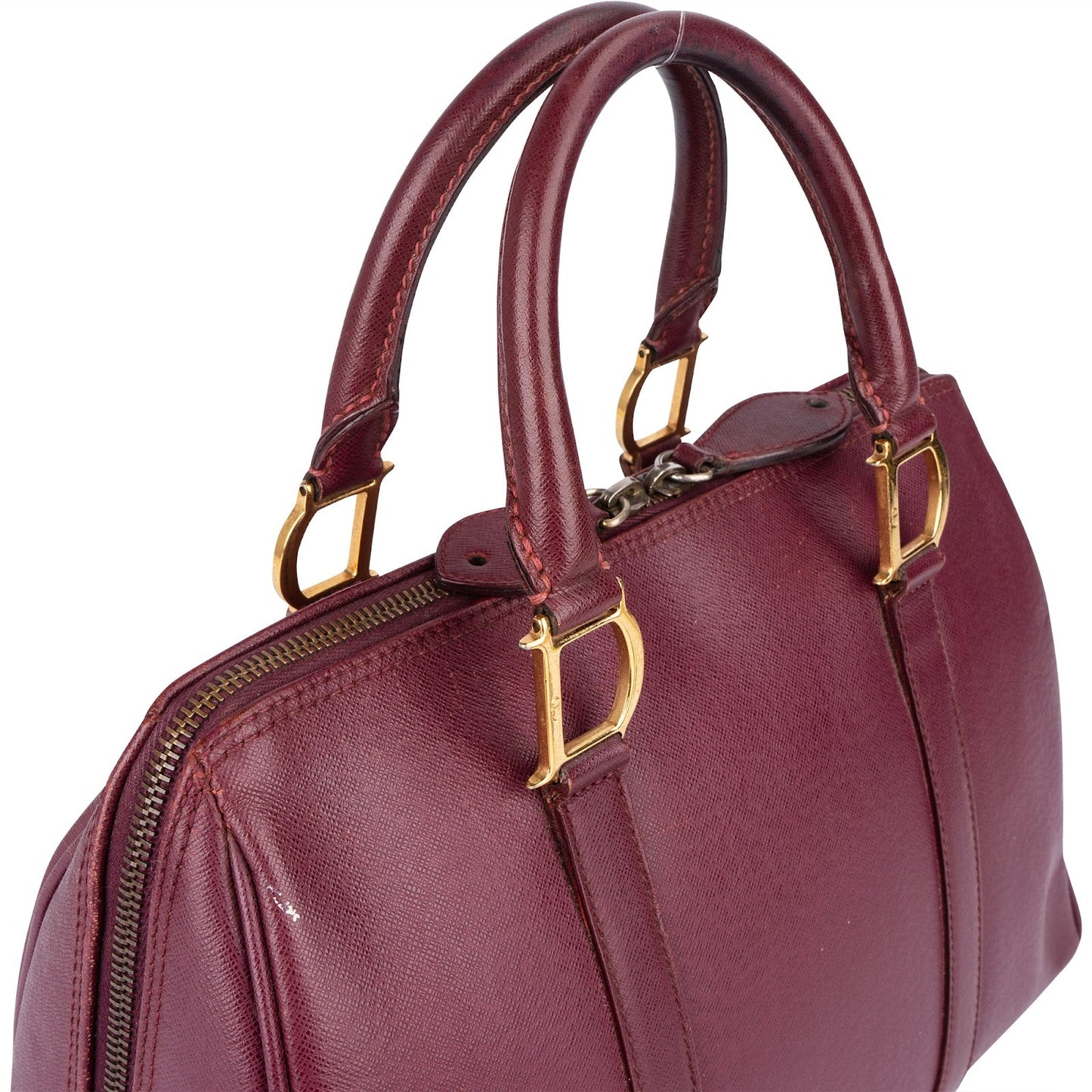 Christian Dior Textured Saffiano Leather Vintage Boston Handbag