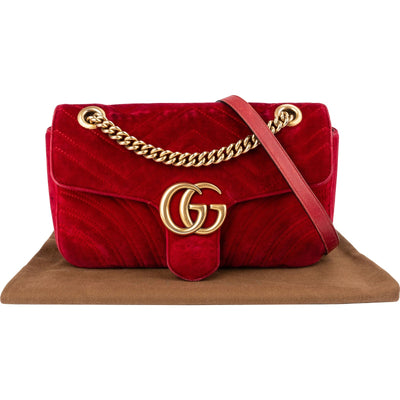 Gucci Velvet Matelassé GG Marmont Crossbody Bag