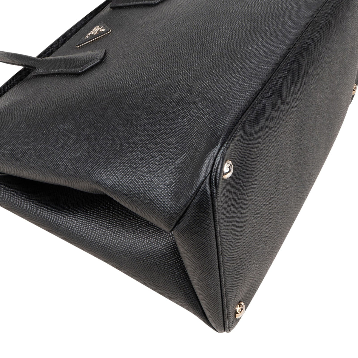 Prada Black Saffiano Leather Lux Turnlock Double Handbag