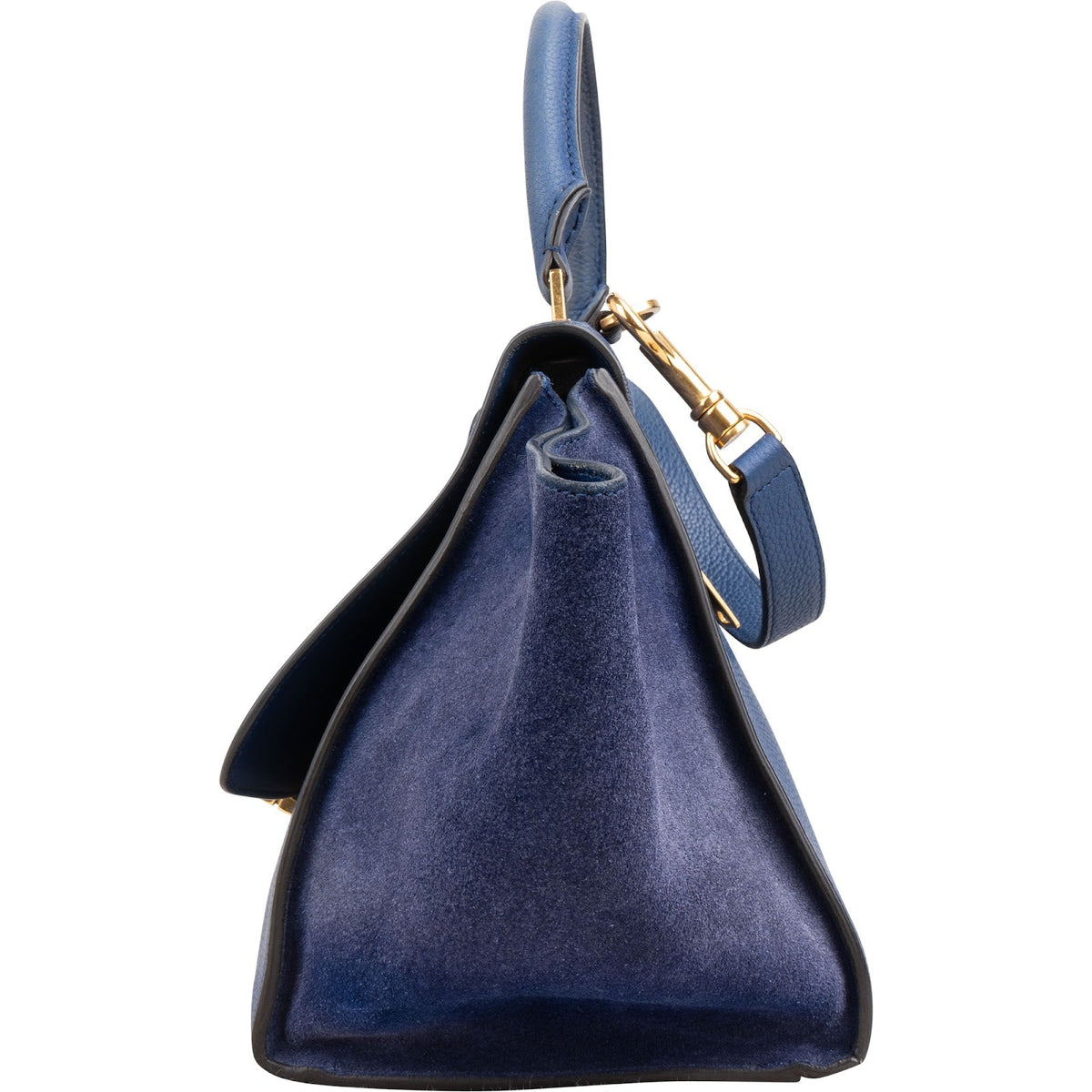 Celine Trapeze aus blauem Wildleder und genarbtem Kalbsleder – Ansicht 6