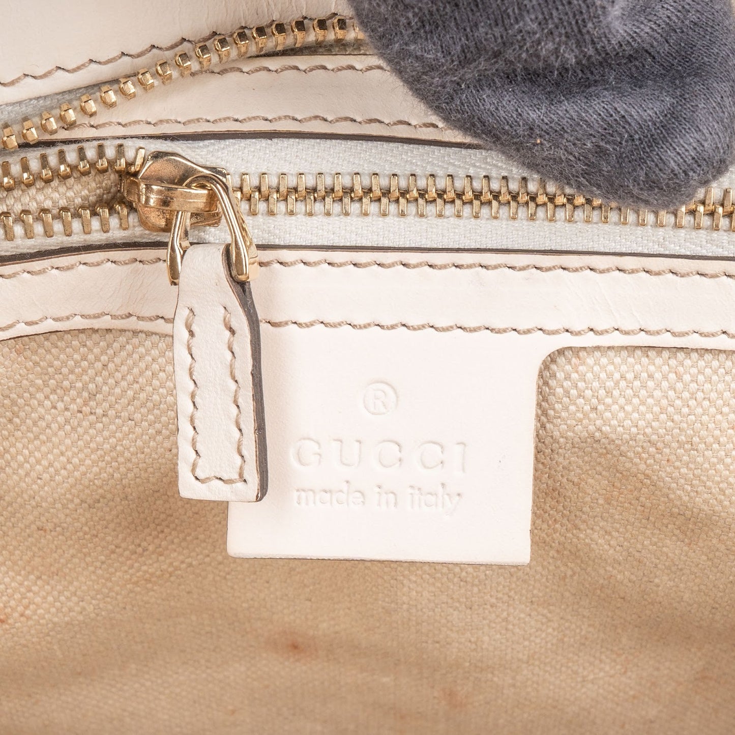 Gucci Monogram GG Canvas Sherry Line White Tote Shoulder Bag