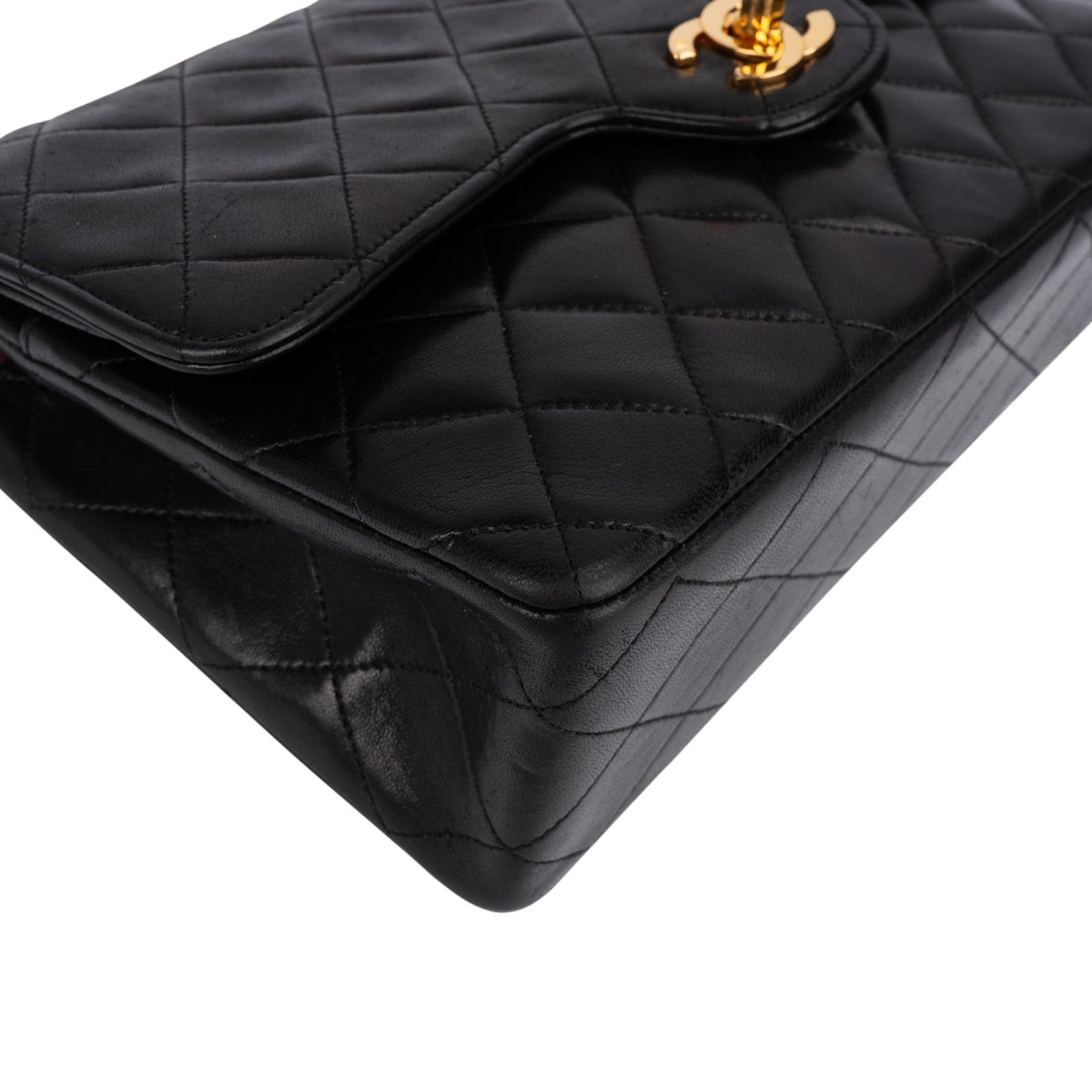 Chanel Quilted Lambskin 24K Gold Jumbo Double Flap Shoulder Bag