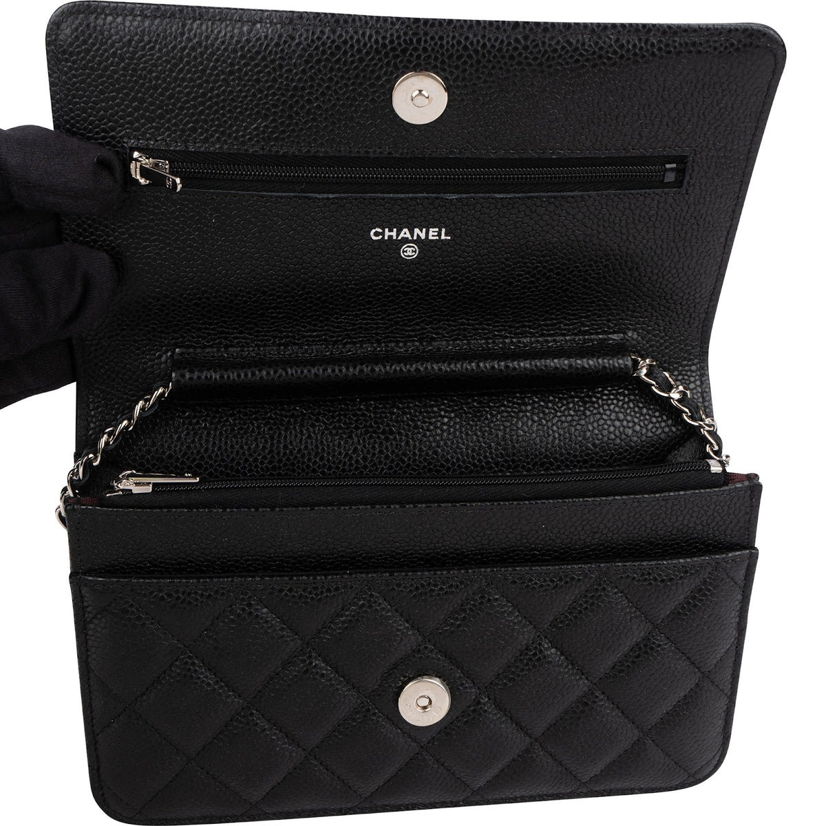 Chanel Quilted Caviar Leather Wallet on Chain Crossbody Bag