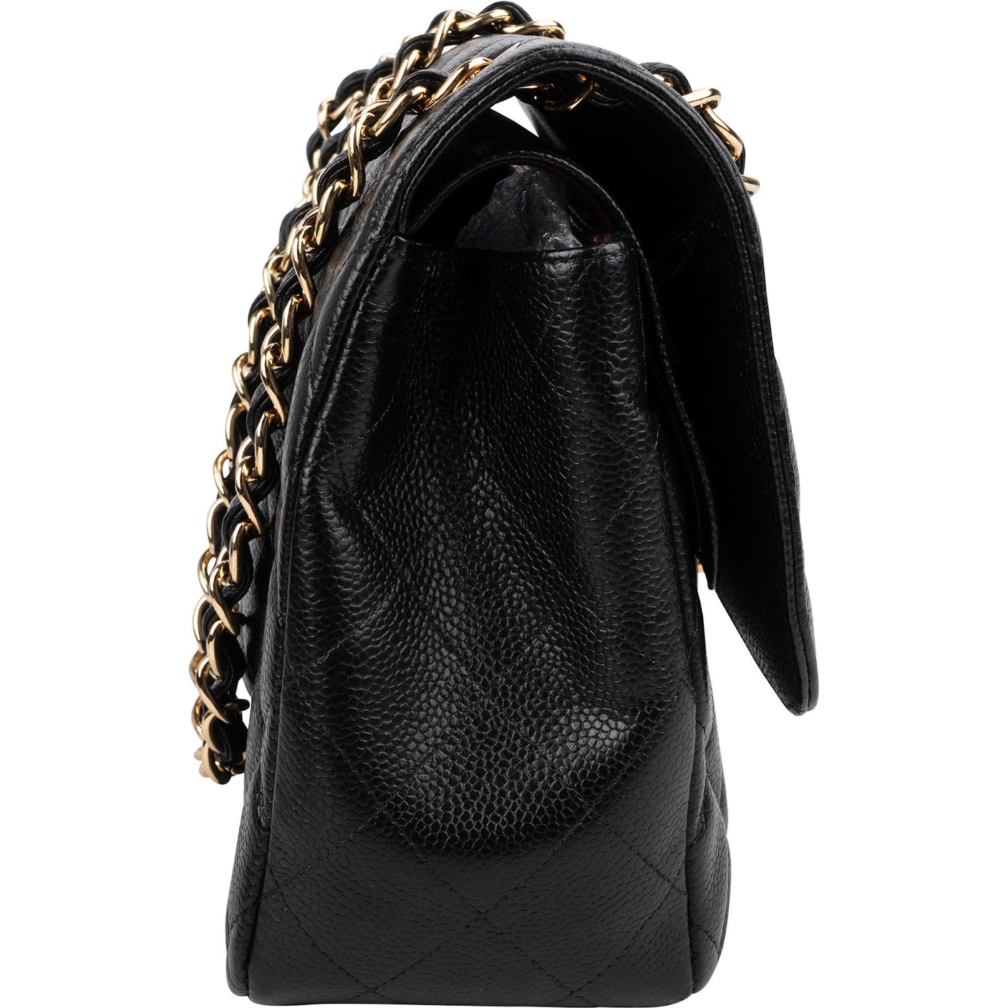 Chanel Caviar Leather Palladium Jumbo Double Flap Crossbody Bag