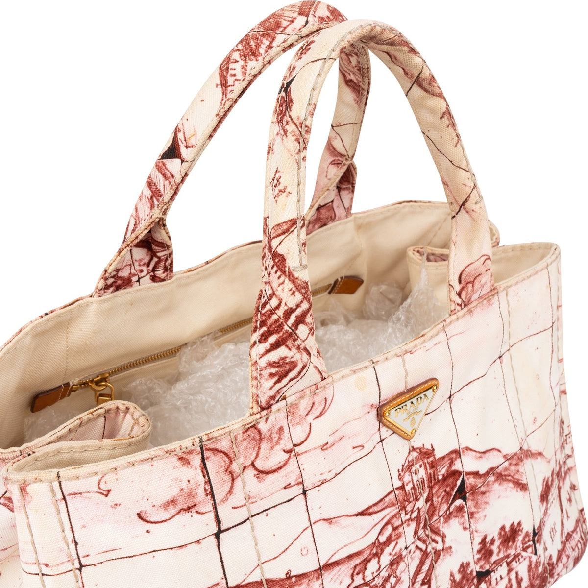 Prada Estampada Tote aus bedrucktem Canapa-Canvas – Ansicht 2
