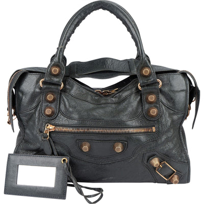 Balenciaga Dark Grey Leather City Handbag