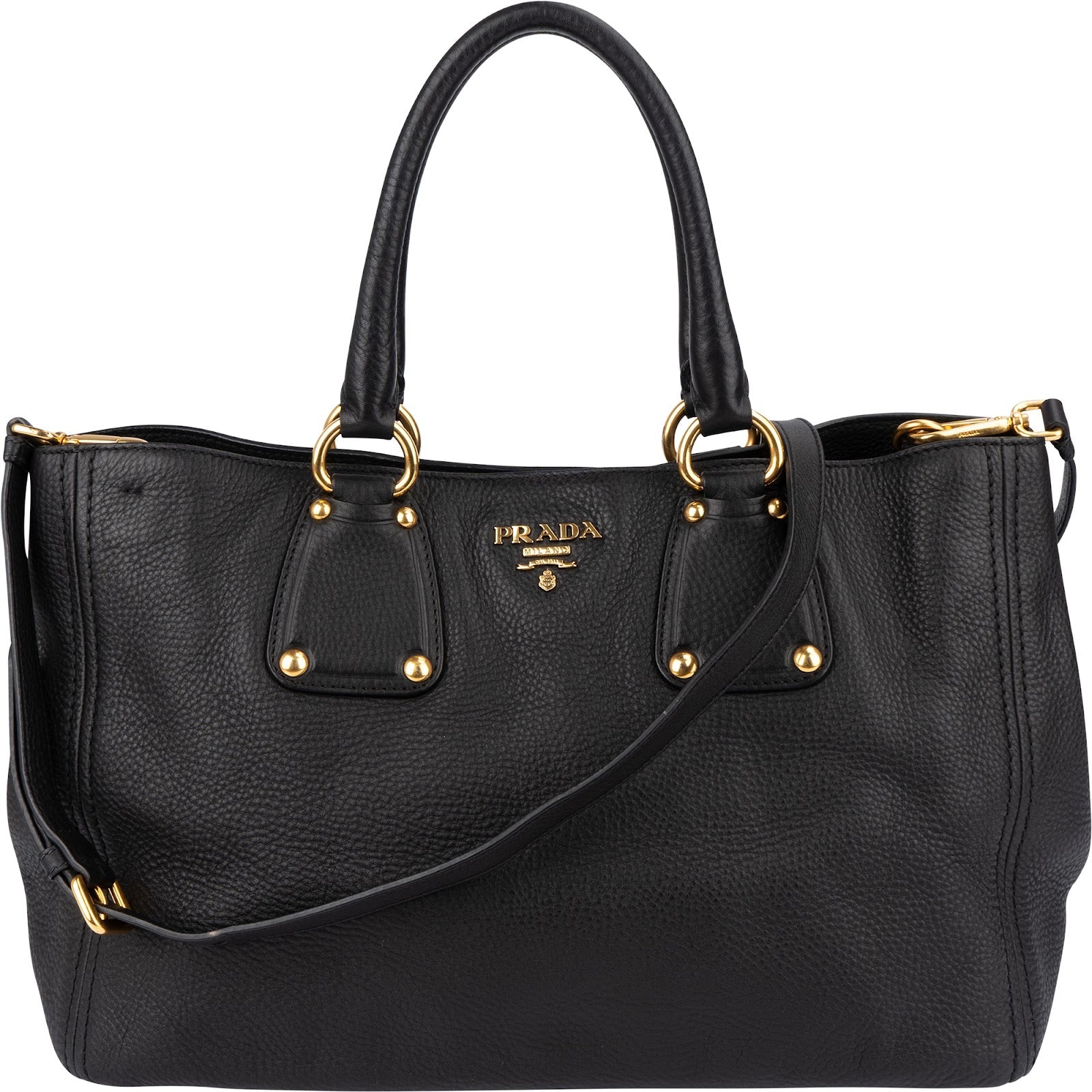 Prada Black Vitello Daino Leather Tote Handbag