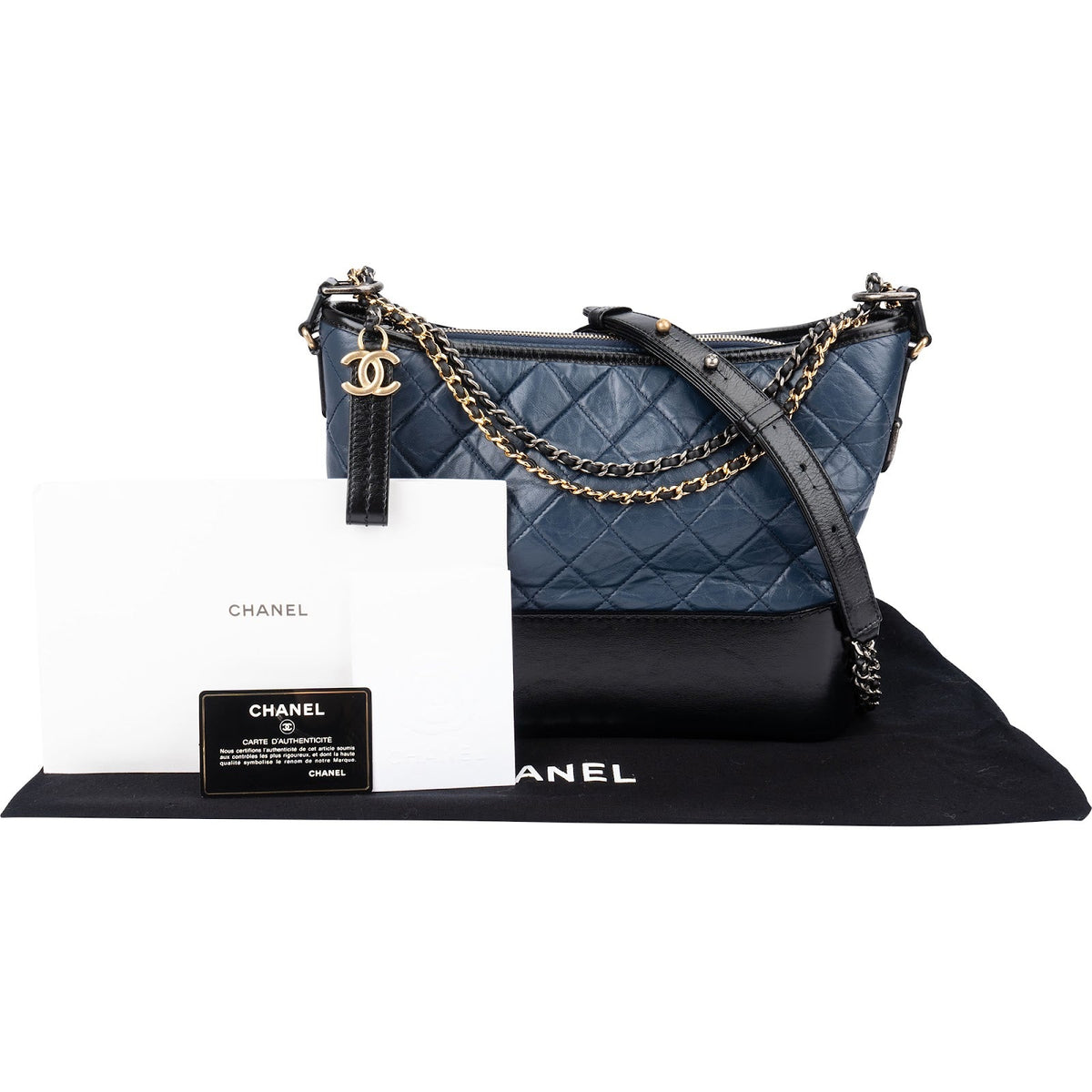 Chanel Aged Calfskin Quilted Gabrielle Hobo Crossbody Bag