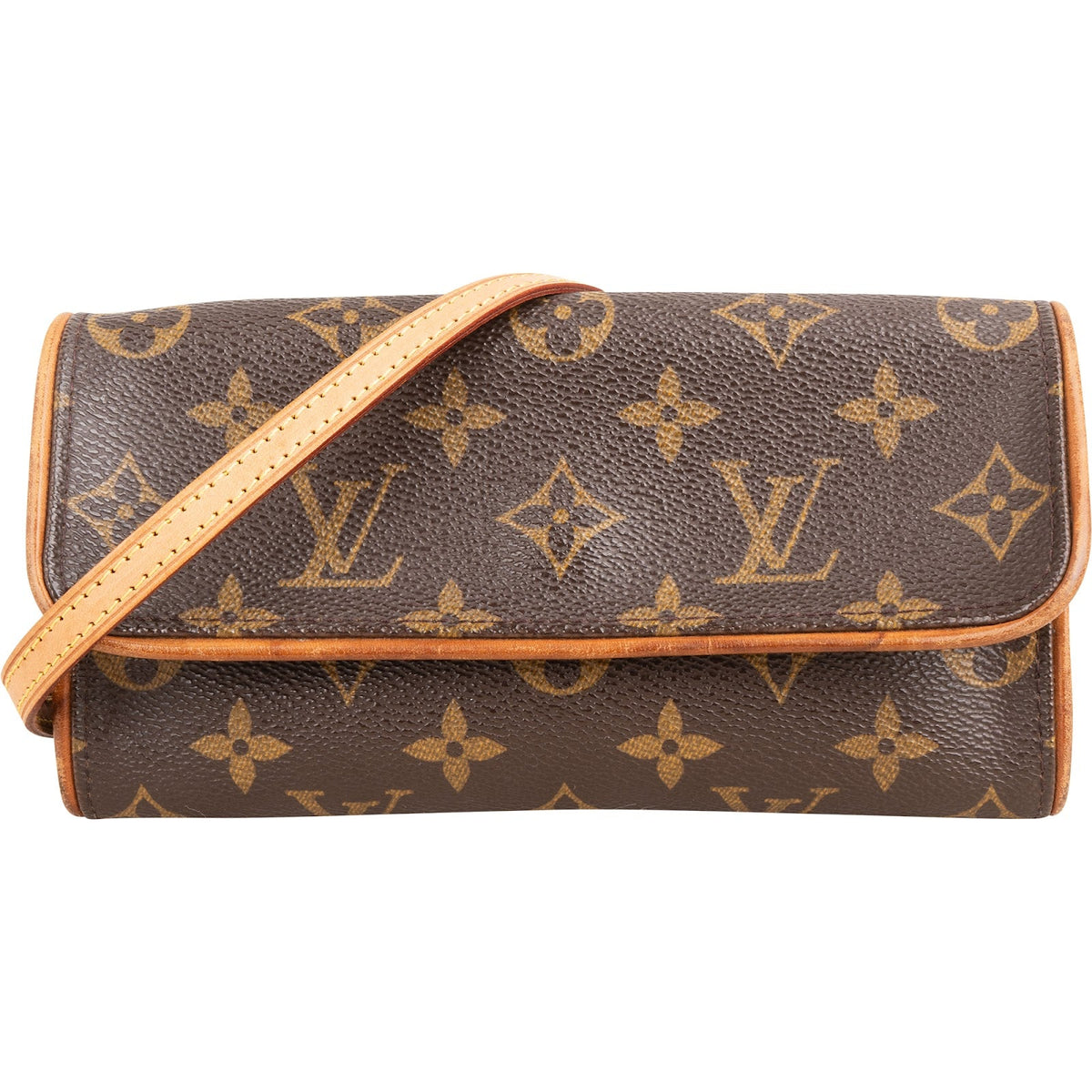 Louis Vuitton Canvas Monogram Twin Pochette aus Monogram Canvas und Vachetta-Leder – Vorderansicht