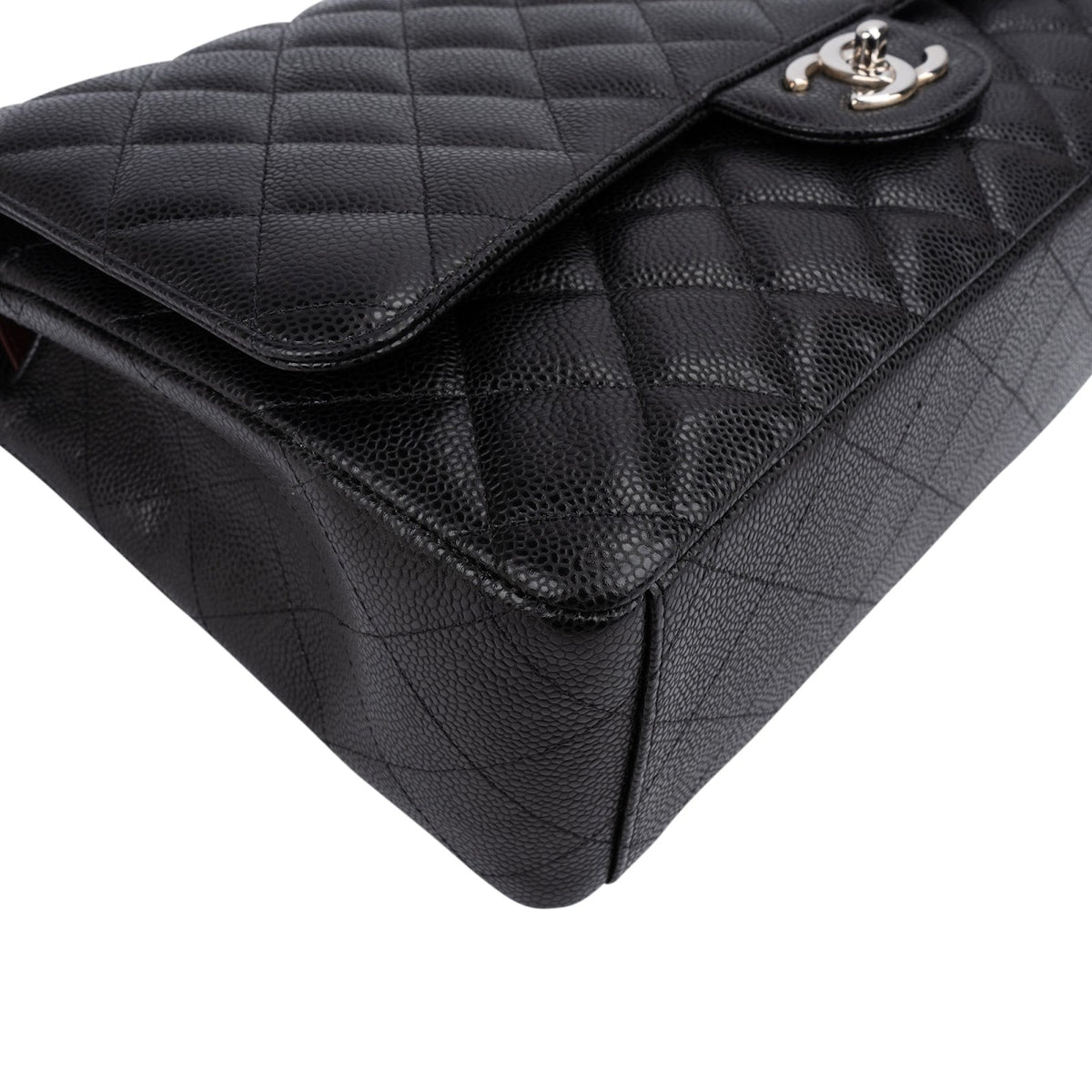 Chanel Quilted Caviar Leather Palladium Maxi Double Flap Crossbody Bag