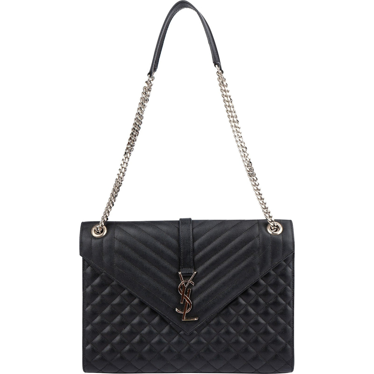 Saint Laurent Quilted Grained Leather Large Envelope Crossbody Bag