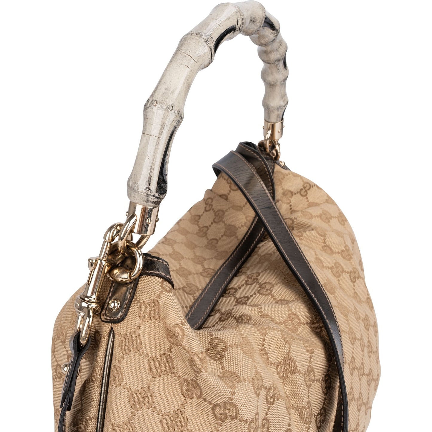 Gucci Monogram GG Bamboo Handle Shoulder Bag