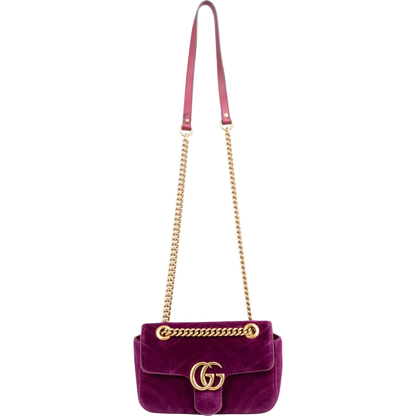 Gucci Velvet Matelassé GG Marmont Small Crossbody Bag