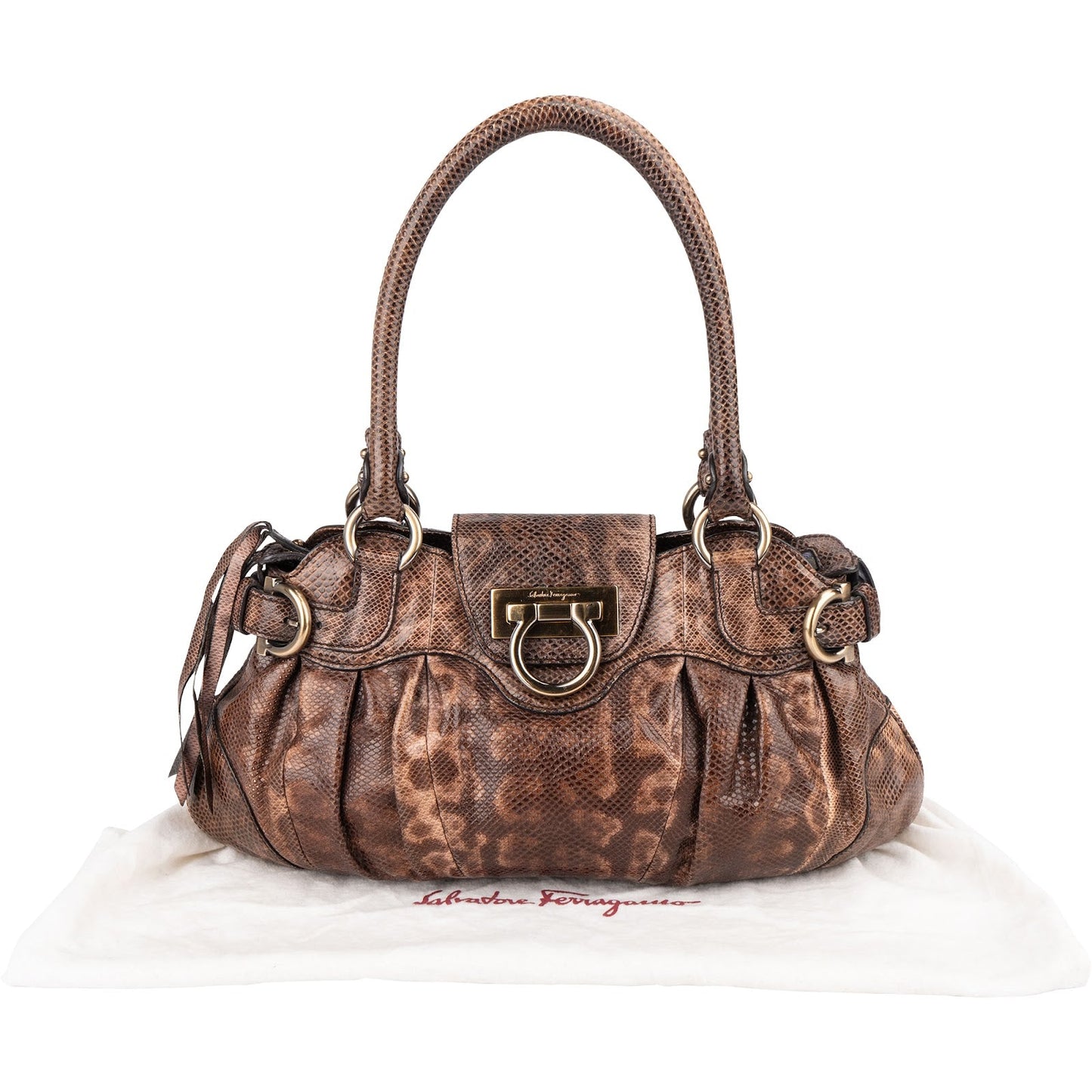 Salvatore Ferragamo Python Marisa Satchel Shoulder Bag