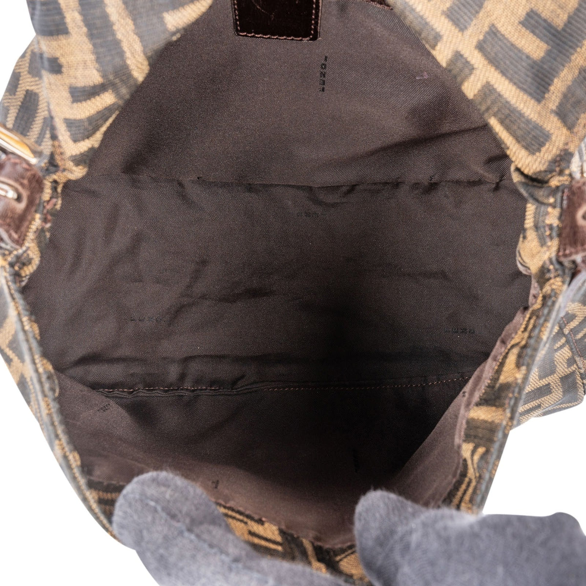 Fendi Monogram FF Zucca Canvas Mamma Baguette Shoulder Bag