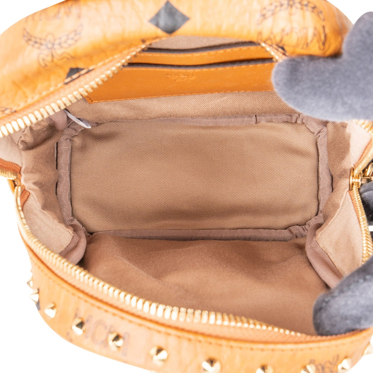 MCM Monogram Visetos Stark Studded Mini Backpack
