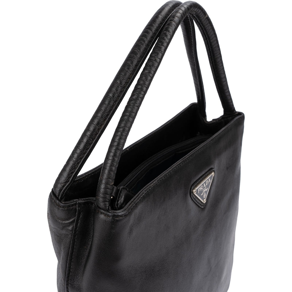 Prada Black Nappa Leather Triangle Tote Handbag