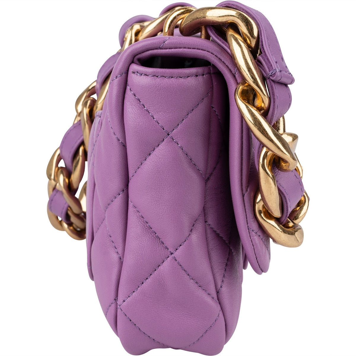 Chanel Quilted Lambskin Chunky Chain Rectangular Flap Shoulder Bag