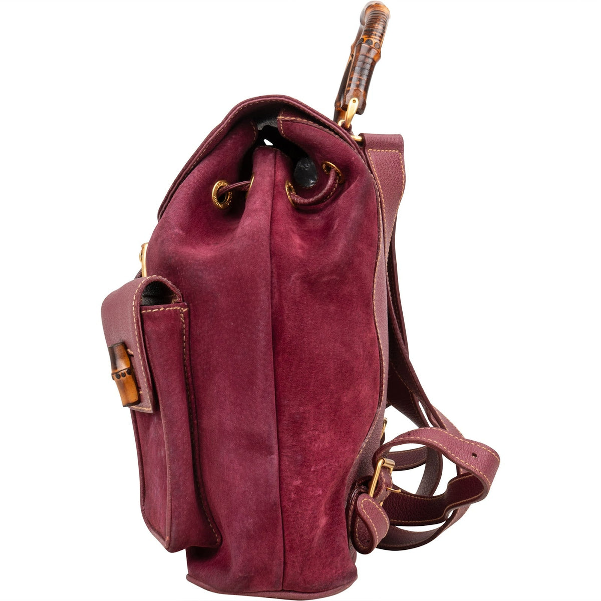 Gucci Suede Bamboo Backpack