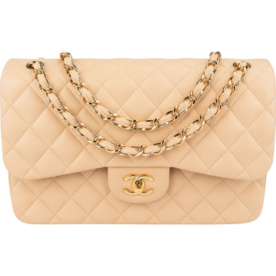 Chanel Quilted Lambskin Jumbo Double Flap Crossbody Bag
