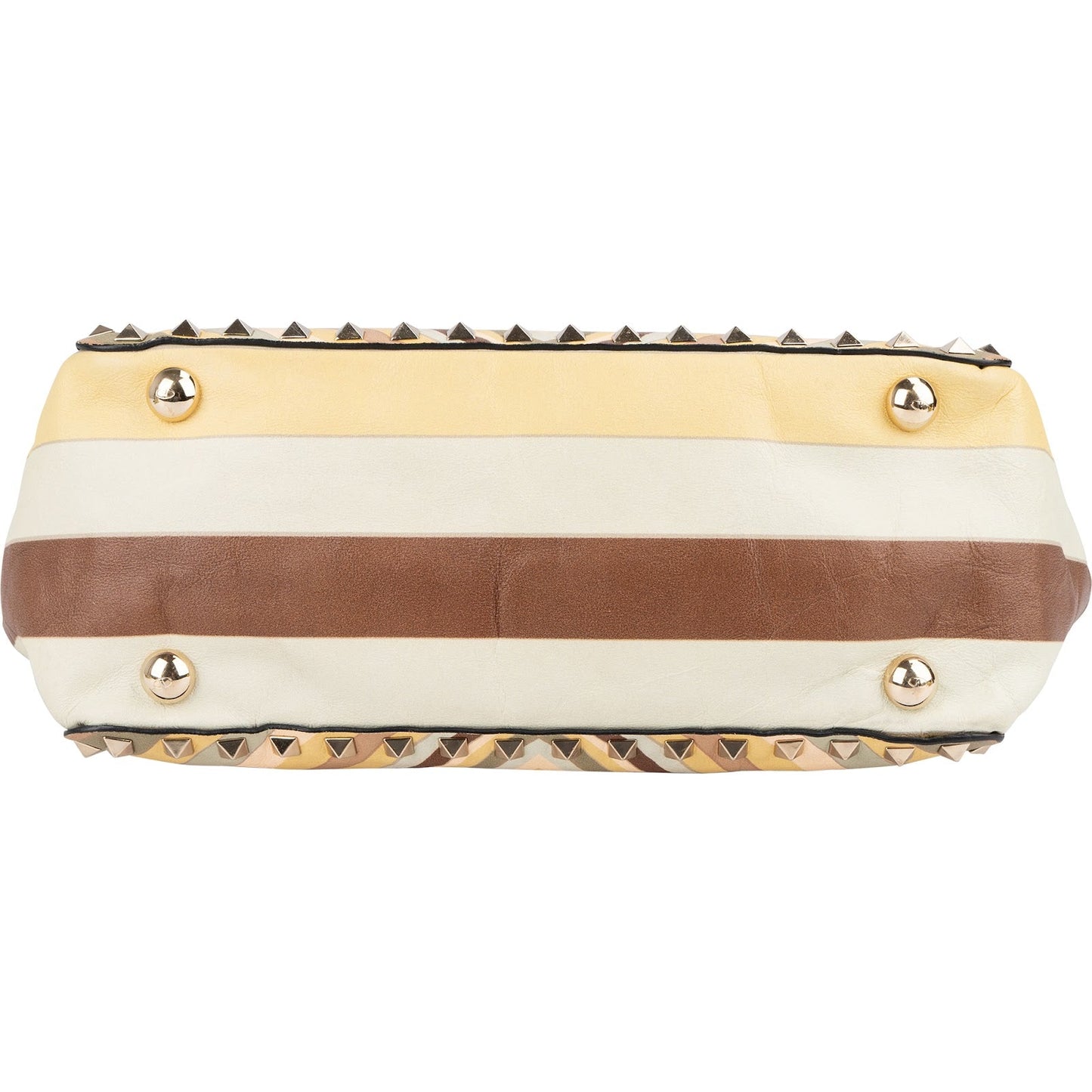 Valentino Leather Rockstud Striped Tote Shoulder Bag