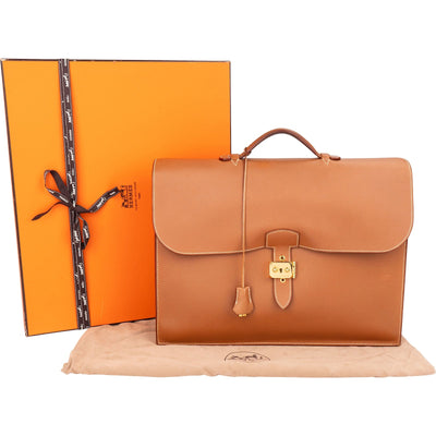 Hermès Brown Courchevel Leather Sac A Depeches Business Handbag