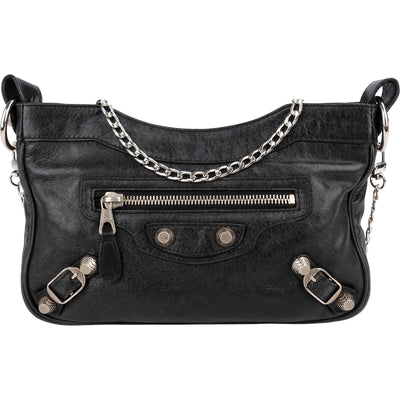 Balenciaga Black Leather City Mini Pochette Crossbody Bag