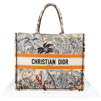 Christian Dior Embroidered Canvas Dioriviera Tropical Book Tote Handbag