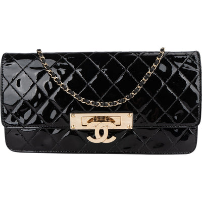 Chanel Quilted Patent Leather CC Crossbody Bag