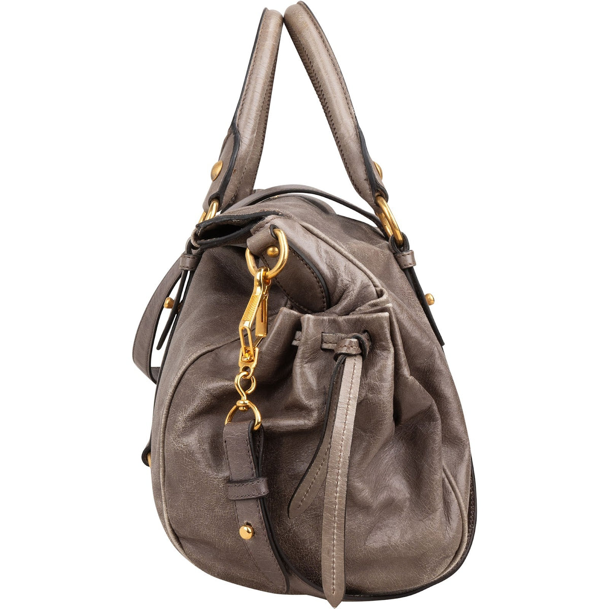 Miu Miu Drawstring Satchel aus Vitello-Lux-Leder – Ansicht 5