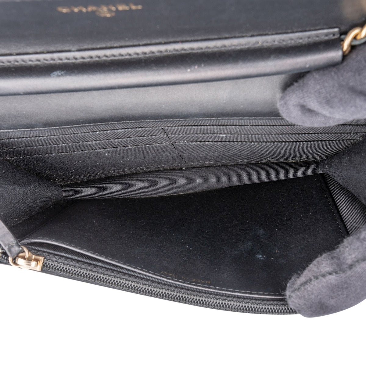 Chanel Quilted Patent Leather 2.55 Wallet On Chain Crossbody Bag