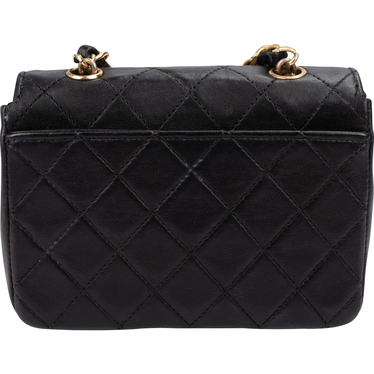 Chanel Quilted Lambskin 24K Gold Mini Square Single Flap Crossbody Bag