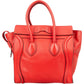 Céline Red Grained Leather Luggage Handbag