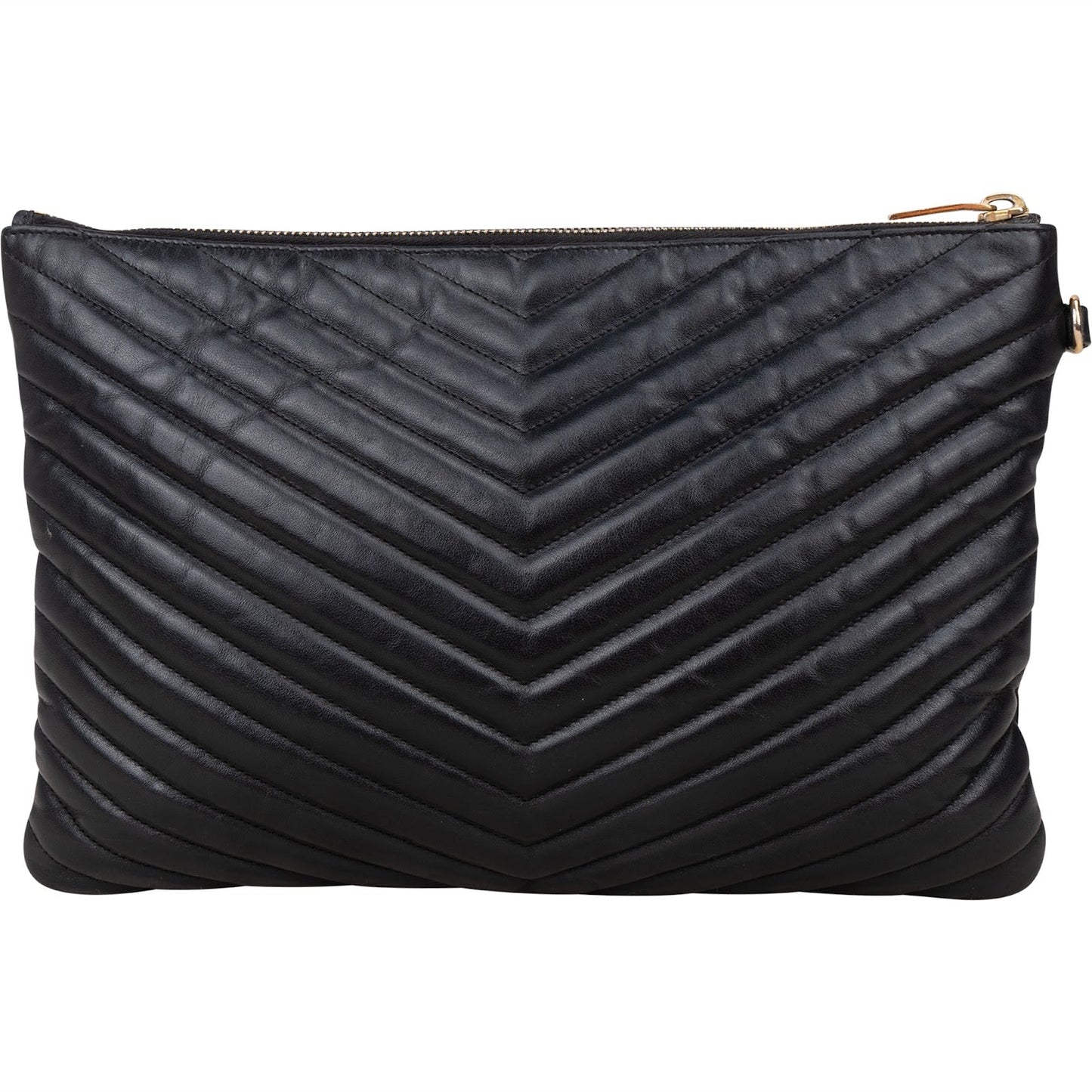 Saint Laurent Quilted Chevron Leather Clutch