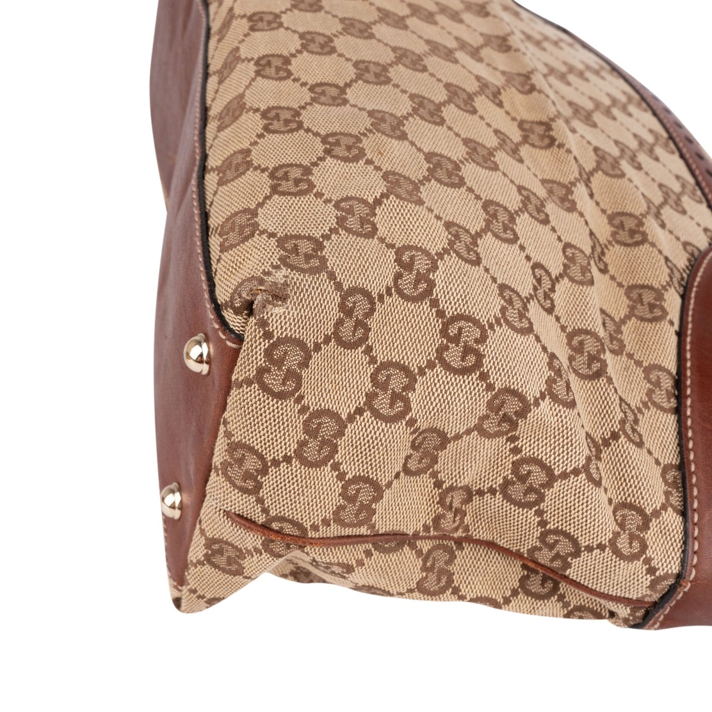 Gucci Monogram GG Canvas Woven Handle Babouska Tote Shoulder Bag