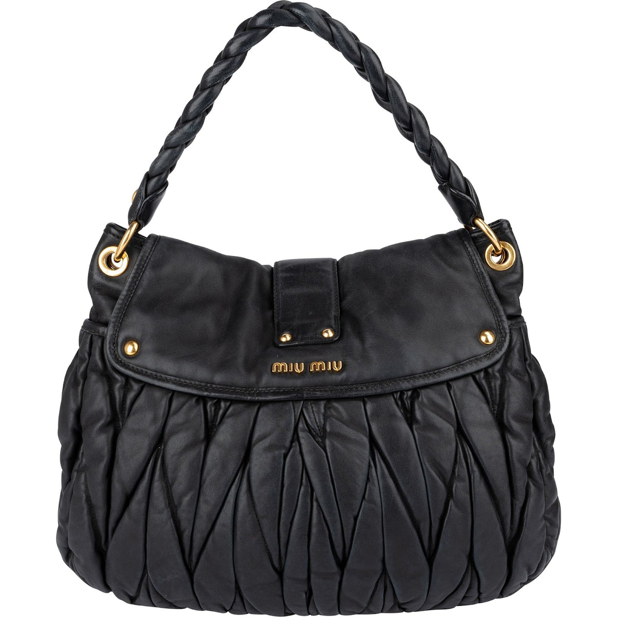 Miu Miu Coffer Hobo City aus Matelassé-Nappaleder – Vorderansicht