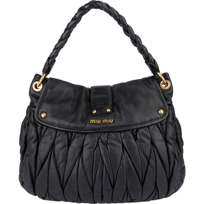 Miu Miu Matelassé Nappa Leather Coffer Hobo City Shoulder Bag