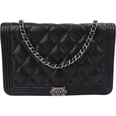 Chanel Caviar Small Boy Wallet On Chain Umhängetasche