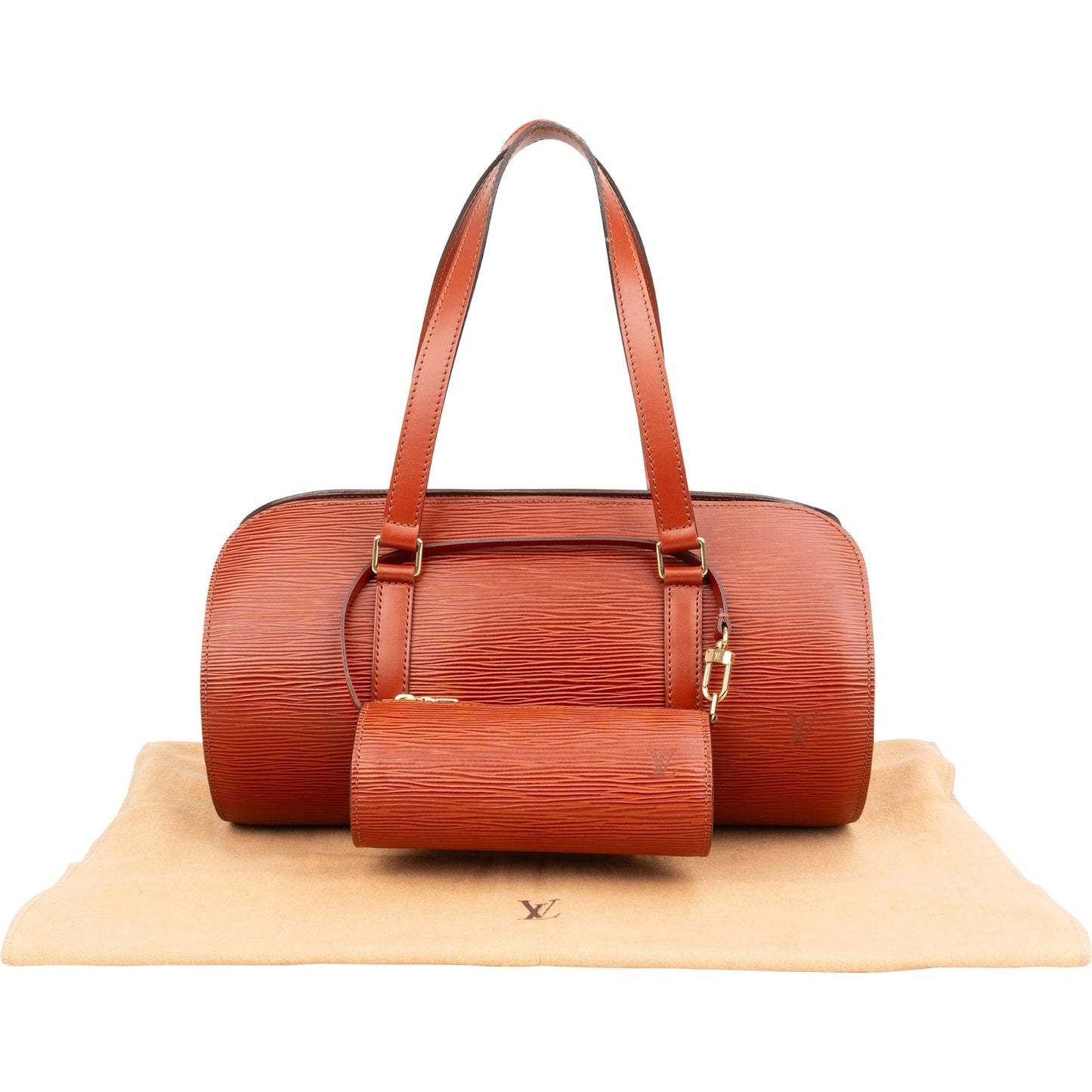 Louis Vuitton Cognac Epi Leather Soufflot Set Handbag